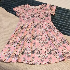 Floral Pink Kids Dress With Matching Leggings Size 140 Or 8/10